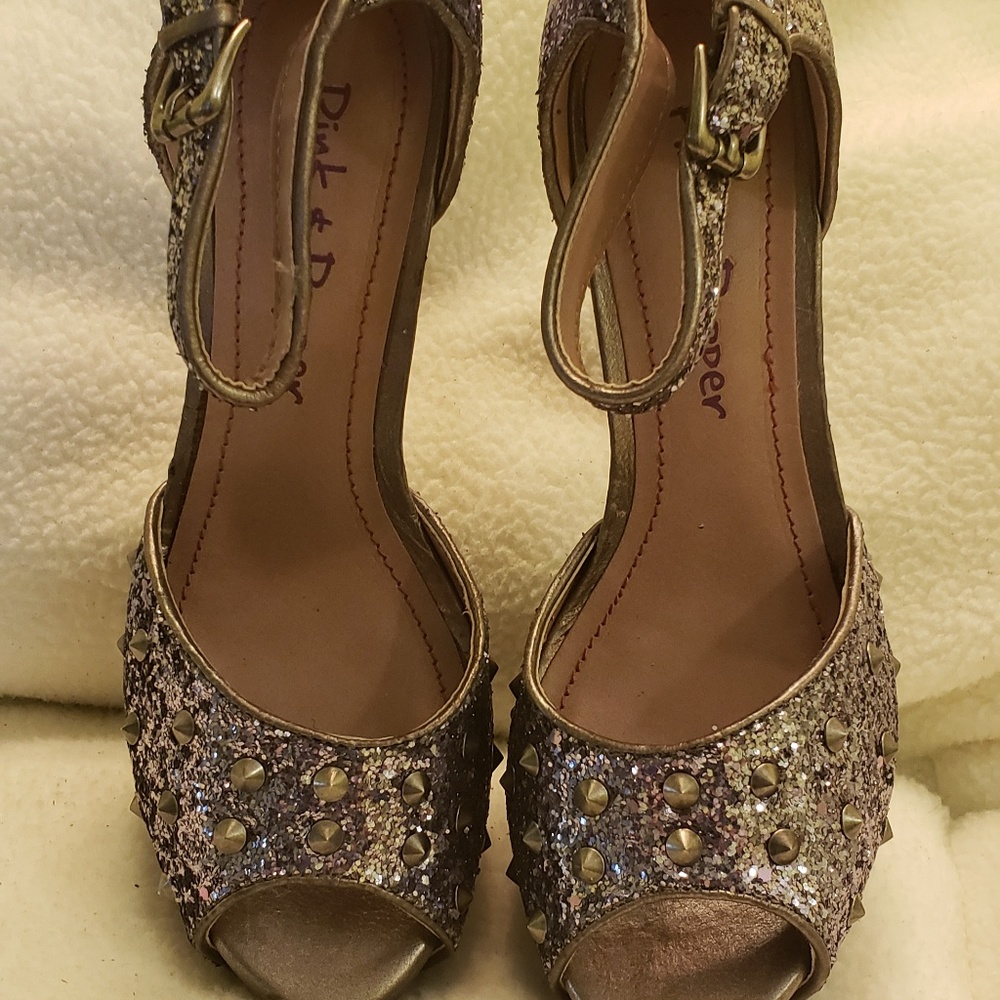 Pink & Pepper Pewter Multi Texture Heels